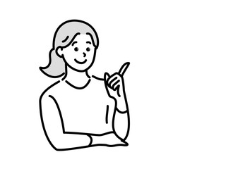 指差しをして紹介、案内をする女性