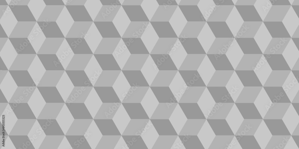 Wall mural seamless geometric hexagon cube pattern background. abstract cubes geometric white and gray color he