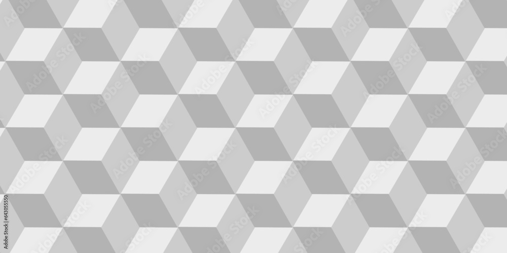 Poster seamless geometric hexagon cube pattern background. abstract cubes geometric white and gray color he
