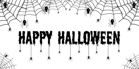 Spider and cobweb background. The scary of the halloween symbol. Text Banner