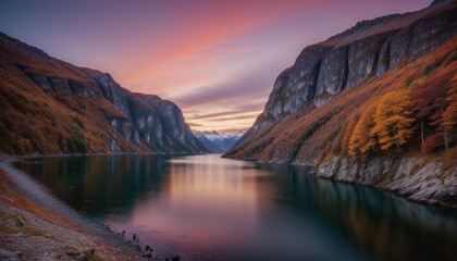 Fototapeta na wymiar Herbst Fjord Landschaft #