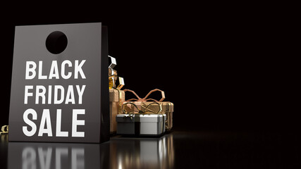 The Shopping Bag and gift box for Black Friday concept 3d rendering