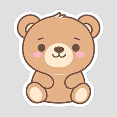 Obraz na płótnie Canvas Cute Kawaii Teddy Bear Sticker with solid background