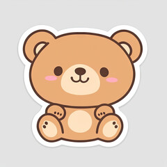 Cute Kawaii Baby Teddy Bear Sticker with solid background