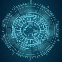 blue Hi-technology abstract background with circles for wallpaper 