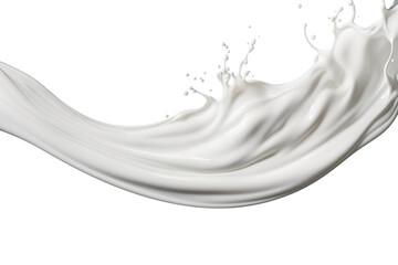 Realistic white milk wave splash, spill with drops isolated on PNG - obrazy, fototapety, plakaty