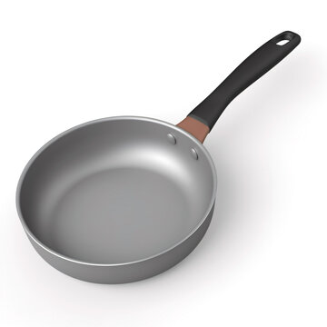 3D Frying Pan Icon: Essential Cooking Utensil Isolated on White Background