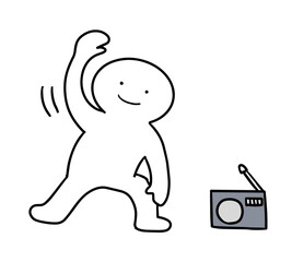 ラジオ体操する棒人間