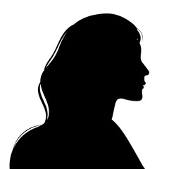 Female silhouette in profile. Side view. Print, logo, poster templates, tattoo idea, advertising, fabric print