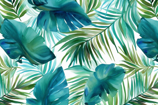 pattern design background banana trendy palm summer seamless jungle leaf tropical. Generative AI.