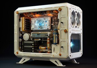 modern gaming pc case of space style, Technology PC Case of futuristics. AI Generative.