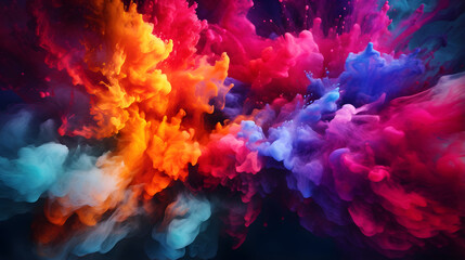 Fototapeta na wymiar a close up of a colorful cloud of smoke on a black background Generative AI