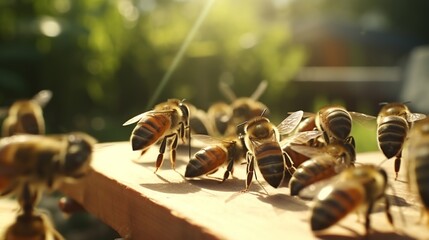 Bees produce fresh honey