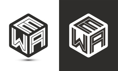 EWA letter logo design with illustrator cube logo, vector logo modern alphabet font overlap style.