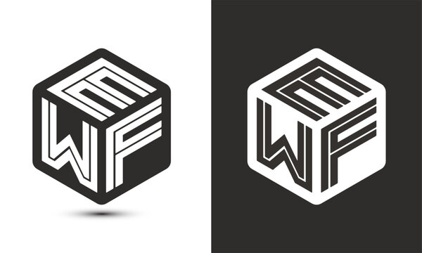 EWF letter logo design with illustrator cube logo, vector logo modern alphabet font overlap style.