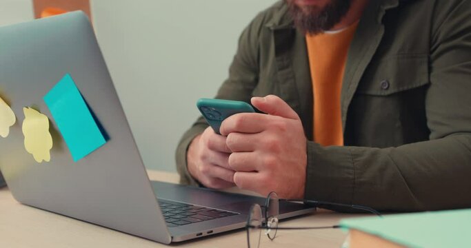 man hands using laptop to work study at working space in office. Business financial, trade stock maket and social network with freedom life concept. freelancer working online guy surf browse internet