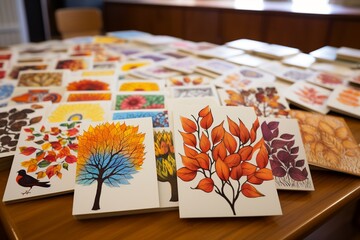 Naklejka na ściany i meble Greeting Cards for Autumn, Generative Ai