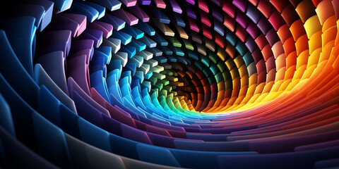 Schöner abstrakter futuristischer Hintergrund in welligen bunten leuchtfarben für Webdesign und Drucksachen als Vorlage in Querformat für Banner, ai generativ