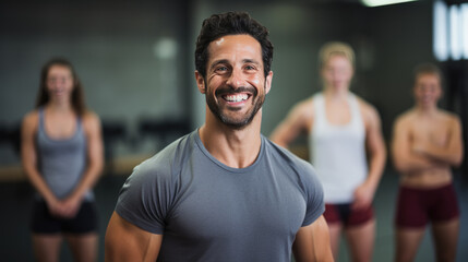 Fototapeta premium Portrait of athletic man in a gym