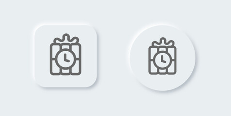 Time bomb line icon in neomorphic design style. Dynamite signs vector illustration.