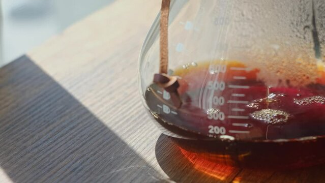 brewing with chemex macro shot black and white background