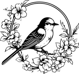  Bird with Wreath SVG, Bird Wreath SVG, Bird SVG, Wreath SVG, Flower Wreath SVG, Floral Wreath SVG