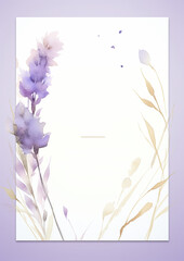  Watercolor Apology Invitation Card Template,  Soft Lavender and understated Muted Gold hues , setting the stage for a sincere and heartfelt expression of apology.