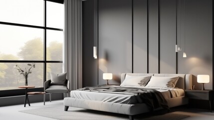 Modern bedroom with window.