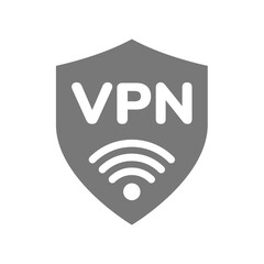 Vpn shield vector icon. Private network internet surfing symbol.