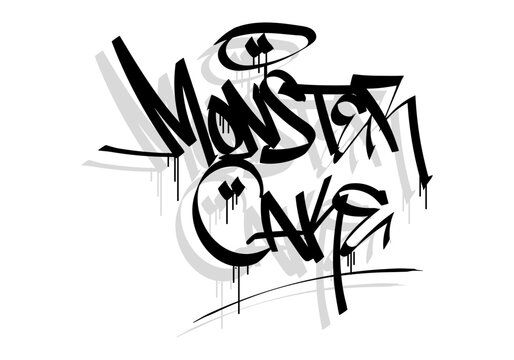 MONSTER CAKE Word Graffiti Tag Style