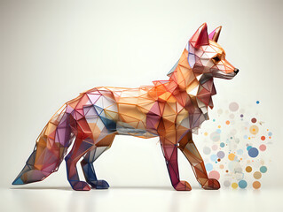 Obraz premium colorful fractal fox in the woods