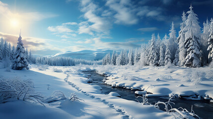 Road leading into the distance in Scottish Highland winter landscape.