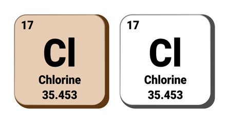 Cl, Chlorine element vector icon, periodic table element. Vector illustration EPS 10 File. Isolated on white background.