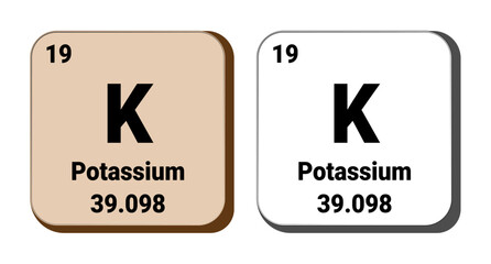 K, Potassium element vector icon, periodic table element. Vector illustration EPS 10 File. Isolated on white background.