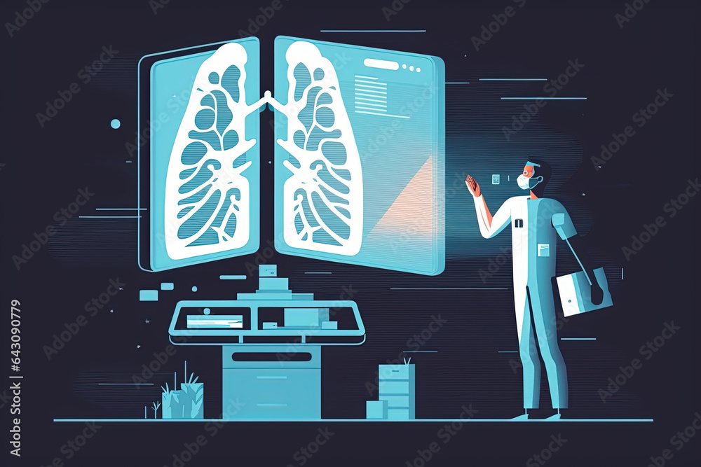 Wall mural doctor specialist doing lung diagnosis, illustration generative ai