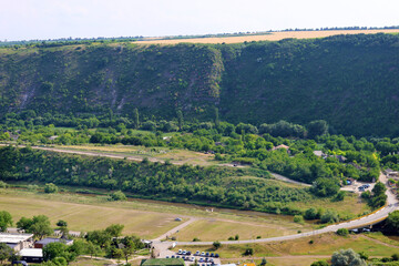 View of the valley between the hills in Old Orhei archaeological park, Trebujeni commune, Moldova