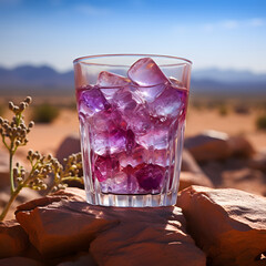 A cold, refreshing drink is presented in a beautiful and elegant glass generating by AI