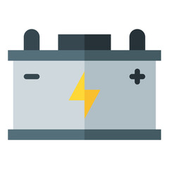 Battery. Vector flat icon of a car or automobile, symbolizing a machine for driving. It is presented in a flat style, suitable for mobile concepts and web design