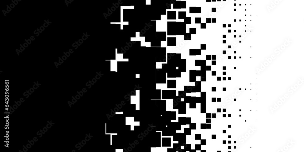 Poster abstract modern minimal black and white monochrome random scaled geometry square boxes or cubes grid