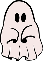 Retro Ghost Halloween t-shirt design. Cute cartoon. vintage vector illustration