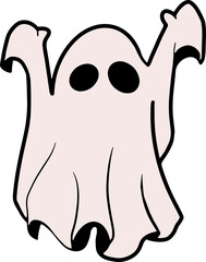 Retro Ghost Halloween t-shirt design. Cute cartoon. vintage vector illustration