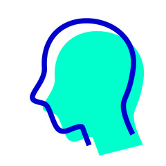 ユーザー、横顔を表す2色スタイルのアイコン