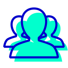 ユーザー、三人、集団、複数を表す2色スタイルのアイコン