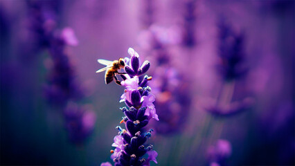 Lavender: Lavandula (with various species like Lavandula angustifolia) with bees on it. Beautiful violet field