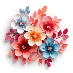 2d gradient paper style flowers background