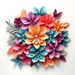 2d gradient paper style flowers background