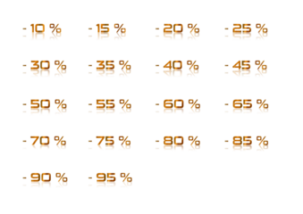 Discount percentage bundle in -5% steps, transparent, with fade-out reflection, responds well to hue and saturation settings