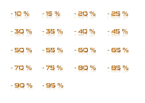 Discount percentage bundle in -5% steps, transparent, with fade-out reflection, responds well to hue and saturation settings