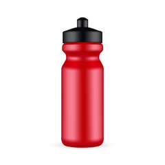 Red Plastic Sports Bottle Mock Up, Isolated on White Background. Vector Illustration
