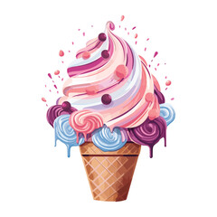 3D Inflated Ice Cream Vector Illustration

